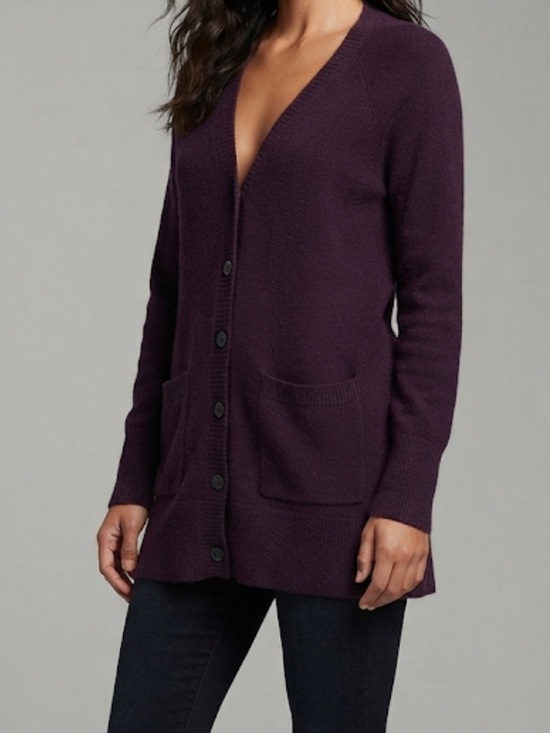 American Eagle Outfitters Sweaters - AMERICAN EAGLE Grandpa Cardigan Plum V-Neck Button Down Longline Small